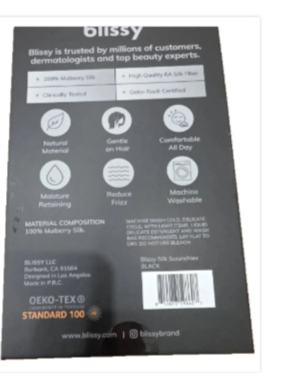 Brand New & Sealed Blissy 6-Pack Scrunchies – 100% Mulberry Silk-Black